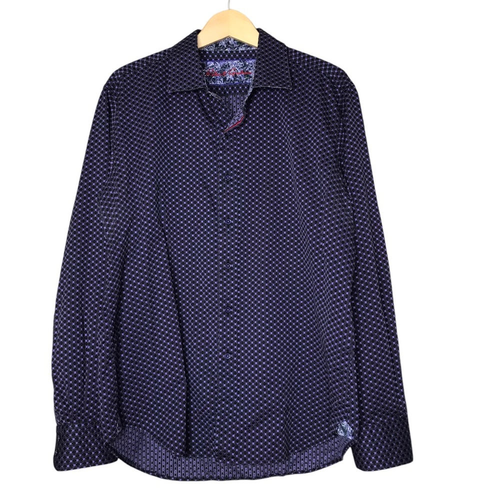 Robert Graham Purple Patterned Long Sleeve Shirt Cotton Button Front Men’s XL